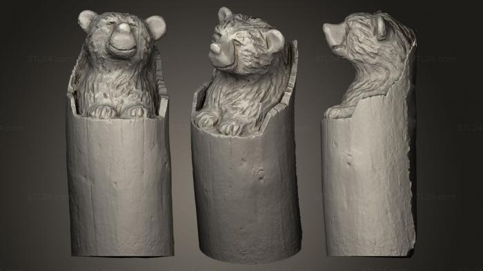 Animal figurines (Wooden bear totem, STKJ_0129) 3D models for cnc